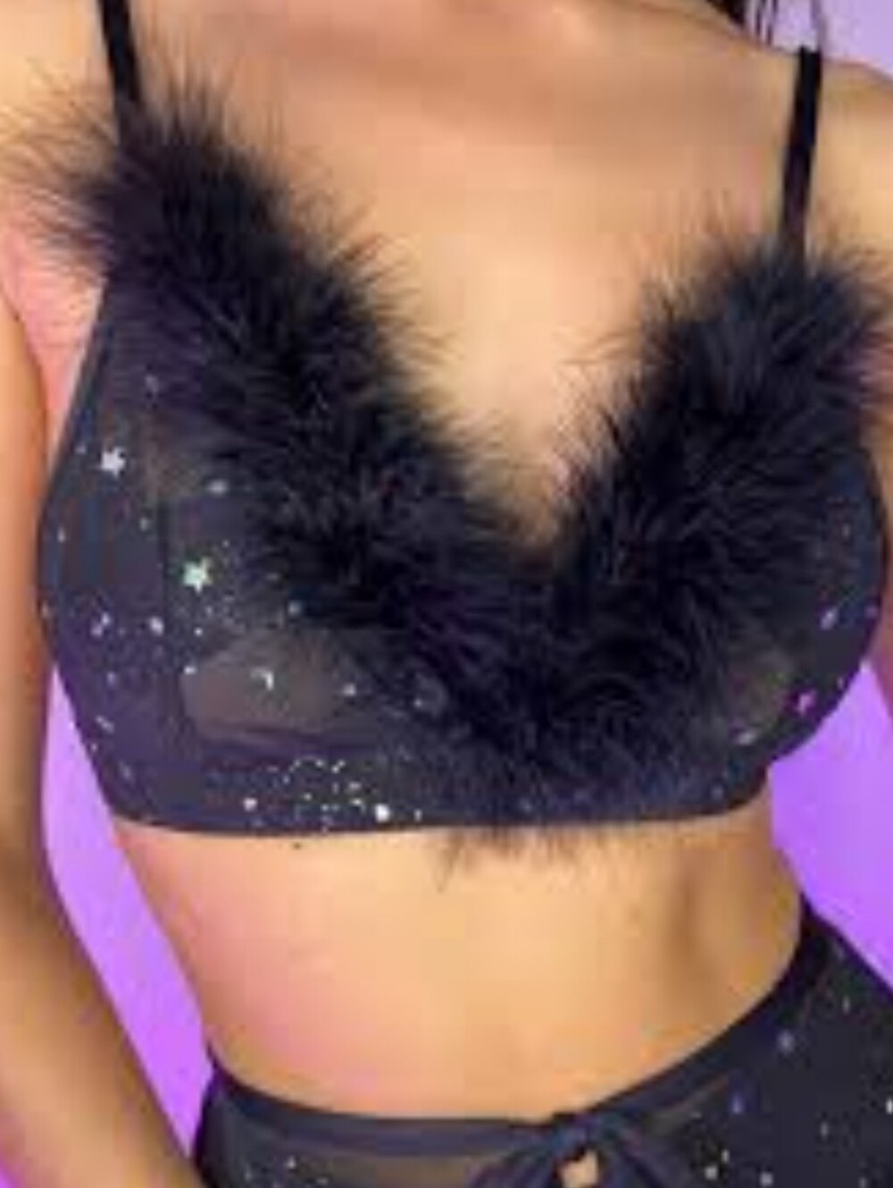 Marabou Trim Sheer Bralette